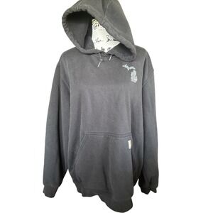 Carhartt Black Loose Fit Hoodie Michigan Print Detroit On Sleeve  Large